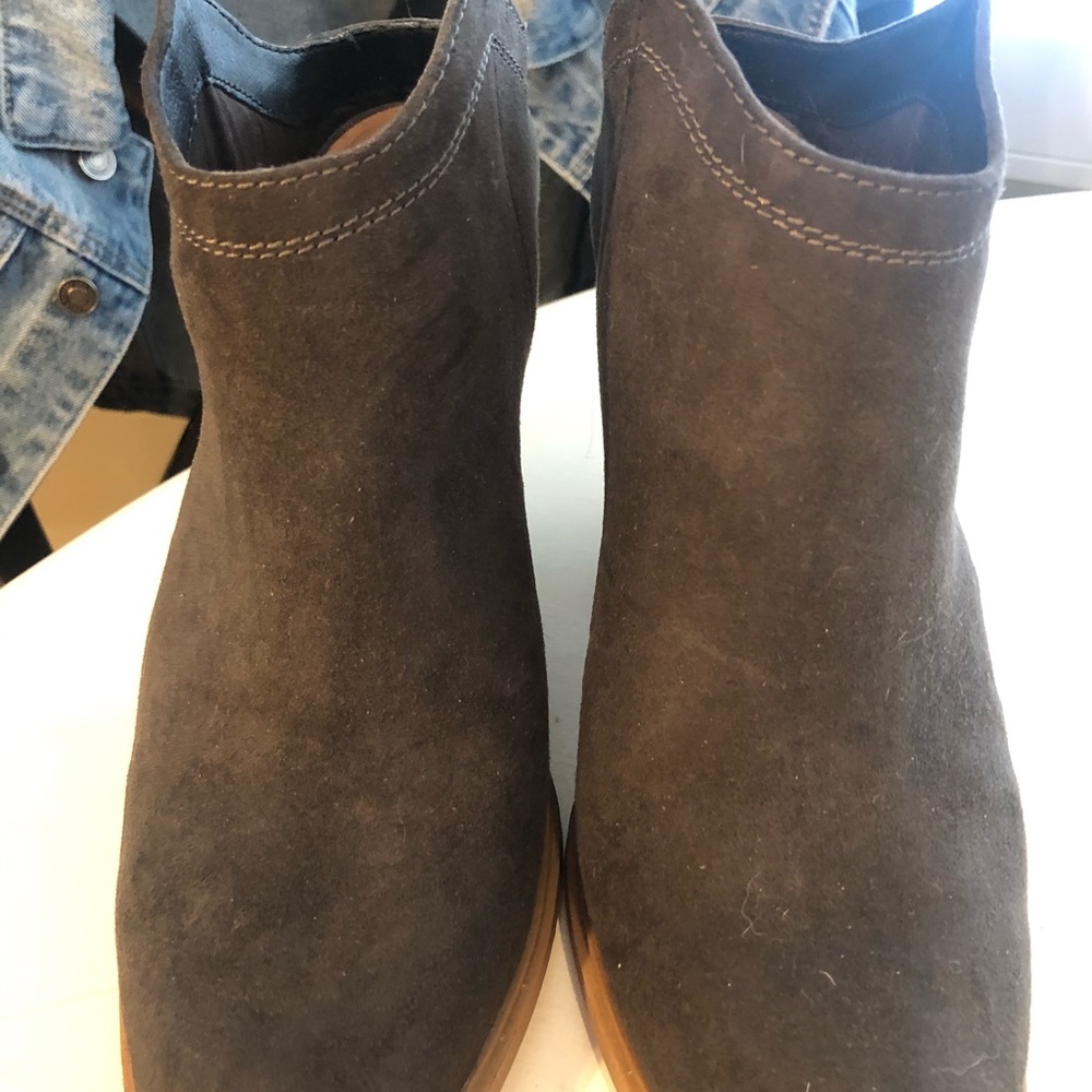Gray suede booties